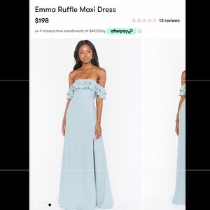 SHOW ME YOUR MUMU Emma ruffle bridesmaid dress, silver sage crisp size S